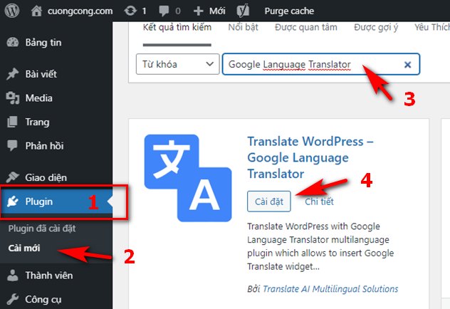 Thêm Google Language Translate cho WordPress
