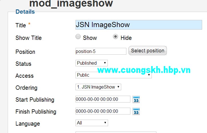 Tạo slider ảnh trong Joomla bằng mod JSN image pro