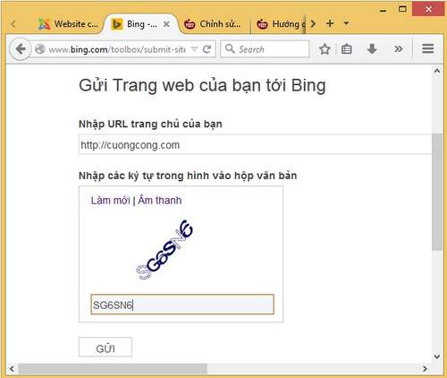Đăng ký website với Bing