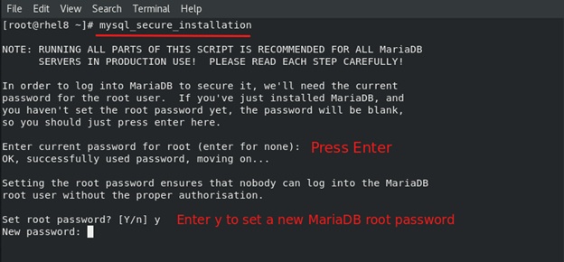 Cấu hình password cho mariadb