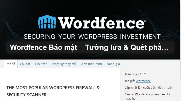 Read more about the article Giới thiệu Wordfence Security – Plugin Bảo mật website wordpress