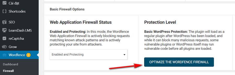 Thiết lập Firewall Protection Level
